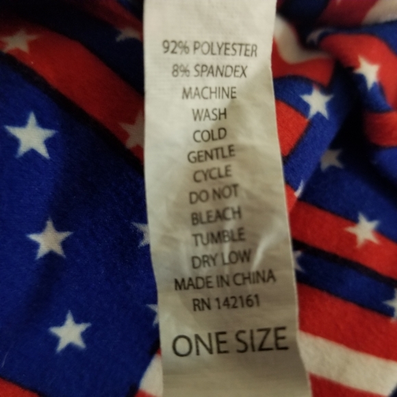 LULAROE RED-WHITE-BLUE STARS & STRIPES LEGGINGS OS - Picture 5 of 7